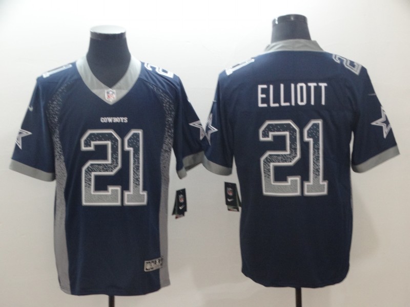 Men's Dallas Cowboys Ezekiel Elliott #21 Navy Alternate Jersey